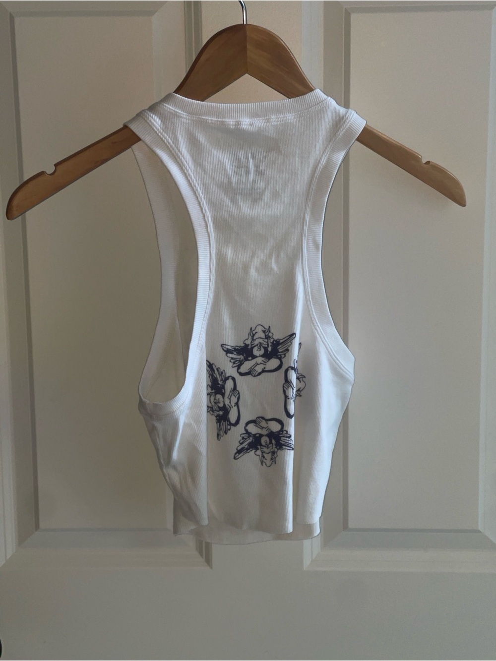 BOYS LIE ‘Let It Grow’ TANK Graphic White Ribbed Cropped Round Hem Tank Top O/S - Picture 7 of 7